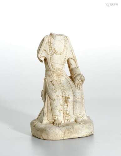 Chinese Carved Stone Figure of Seated Maitreya