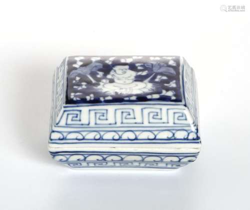 Chinese Blue and White Rectangular Box and Cover