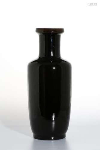 Large Chinese Mirror-Black Glazed Rouleau Vase