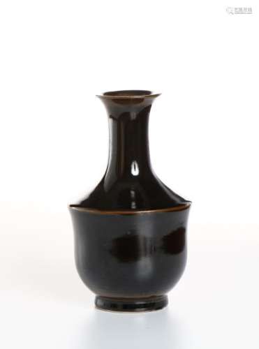 Chinese Black Glazed Bottle Vase