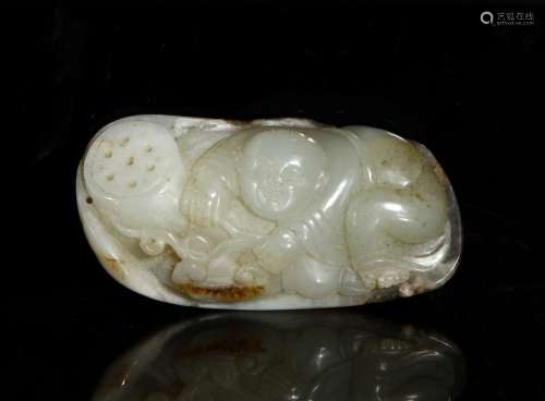 Chinese Hetian White and Russet Carving