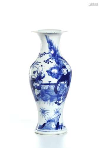 Chinese Blue and White 'Figural' Baluster Vase