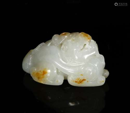 Chinese White and Russet Hetian Jade Carving