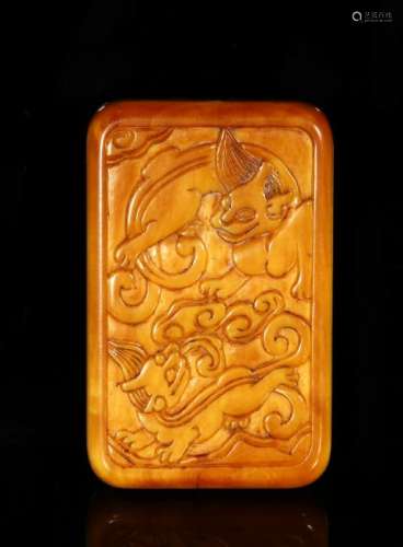 Chinese Carved Cattle Bone Pendant