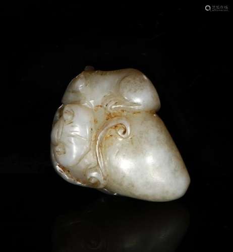 Chinese Hetian White Jade Pendant of Rat