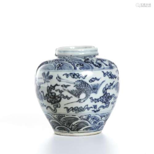 Chinese Blue and White 'Cranes' Jar