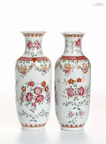 Pair of Chinese Famille Rose 'Floral' Vases