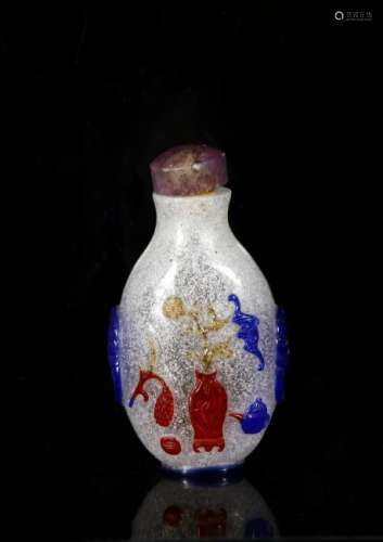 Chinese Multi-Color Overlay Glass Snuff Bottle