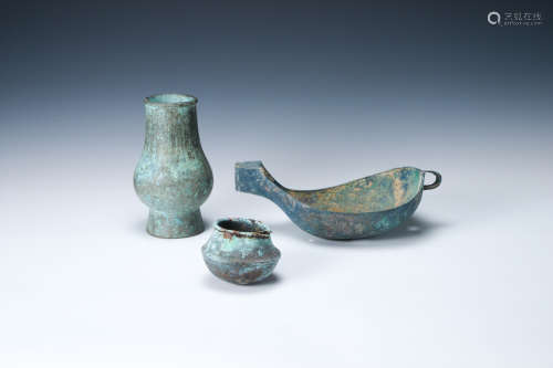 漢代-唐代  青銅壺 罐 部件 三件