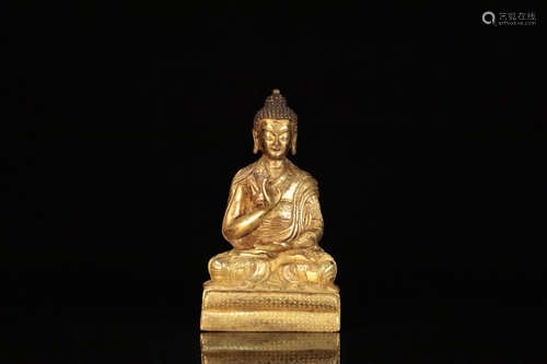 17-19TH CENTURY, A BUDDHA DESIGN GILT BRONZE ORNAMENT, QING DYNASTY