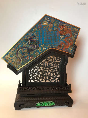 A CLOISONNE TABLE SCREEN