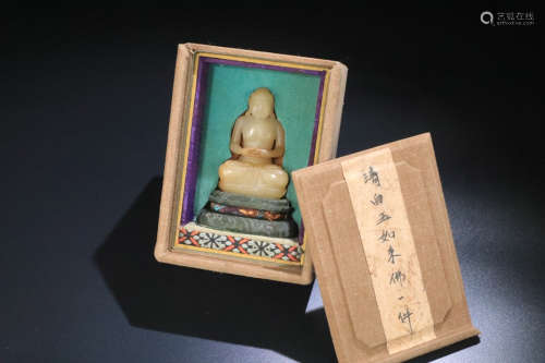 17-19TH CENTURY, AN OLD TIBETAN BUDDHA DESIGN HETIAN JADE ORNAMENT, QING DYNASTY