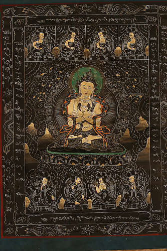 17-19TH CENTURY, A BUDDHA PATTERN TANGKA, QING DYNASTY