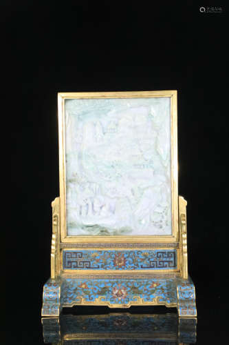 17-19TH CENTURY, A LANDSCAPE DESIGN TABLE SCREEN, QING DYNASTY