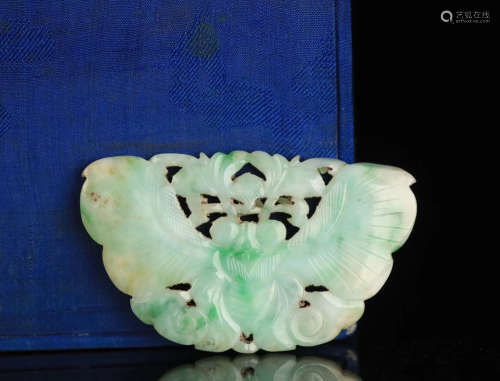 A JADEITE CARVED BUTTERFLY SHAPED PENDANT