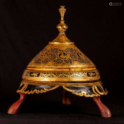 19th Century Burmese Lacquerware Offering Vessel