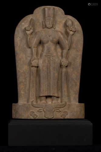 18th Century Hari Hari & Nandi Stone Stele Vishnu