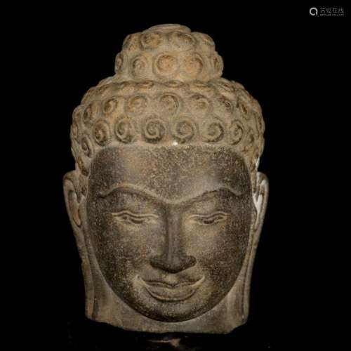 17th-18th Century Stone Ghandara Buddha Head