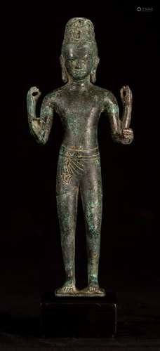 Antique Bayon Style Khmer Bronze Lokeshvara