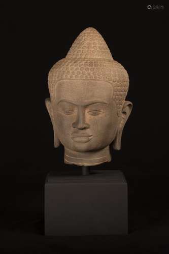 18th Century Thai Dvaravati style sandstone Buddha Head