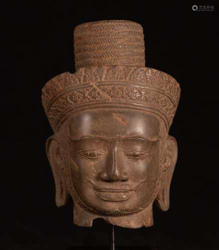 Koh Ker Style Khmer Stone Vishnu Head