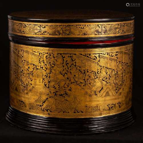 19th Century Burmese Lacquerware Monks Robe Box