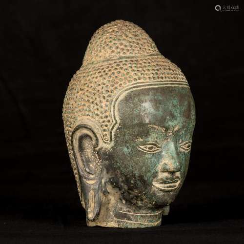 19th Century Thai Bronze Buddha Head