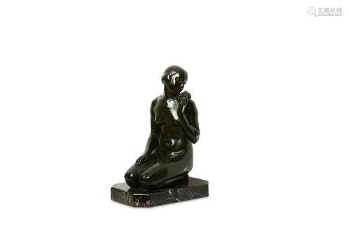 LUCIEN CHARLES EDOUARD ALLIOT (1877-1967), A BRONZE FIGURE OF A SEATED NUDE.