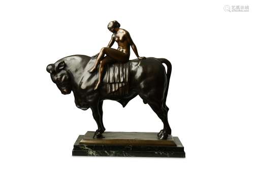 AFTER ANTON GRATH, A CONTINENTAL BRONZE MODEL OF EUROPA AND THE BULL.