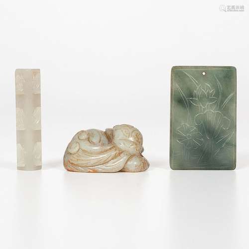 Chinese Figural and Floral Jade Carvings