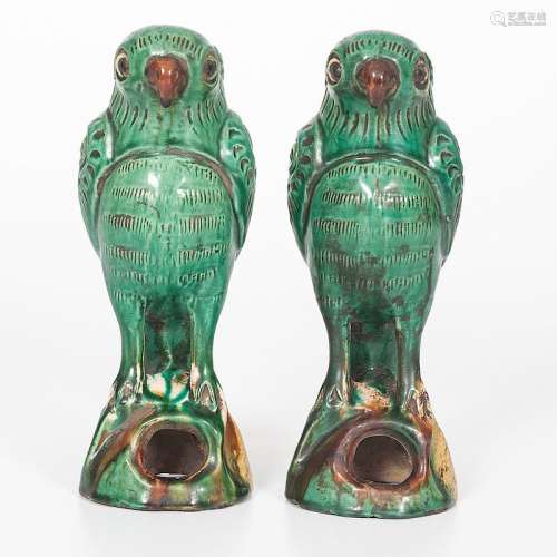 Late Qing Pottery Parrots