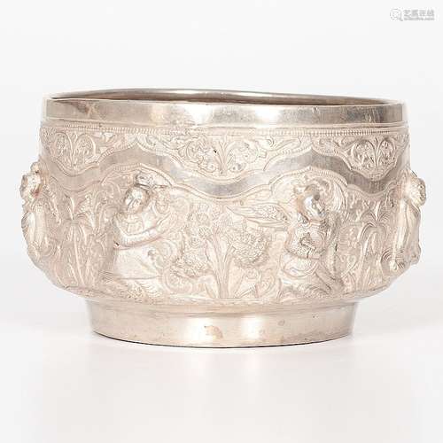 Southeast Asian Silver Repousse Bowl