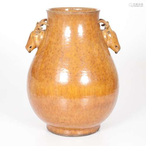 Chinese Monochrome Deer-Handle Vase