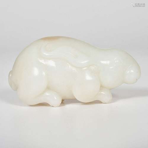 Chinese Carved White Jade Rabbit