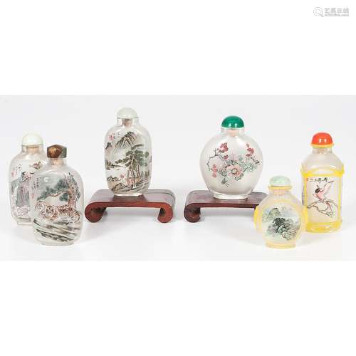 Chinese Reverse Painted Glass Snuff Bottles, Plus