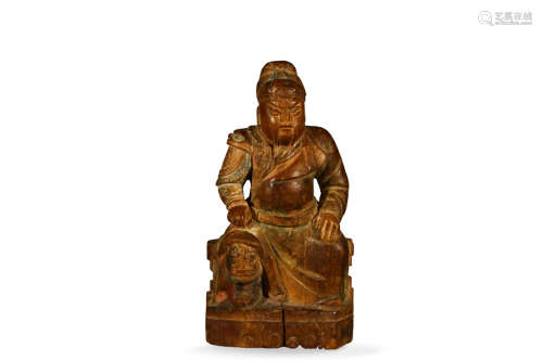 明中期 木雕关公造像