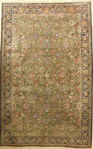 Large Green Qum 'Part-Silk' Carpet,
