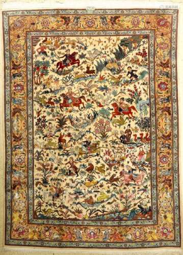 Fine Kurk Kashan 'Honarpische' (Part-Silk) Carpet 'The