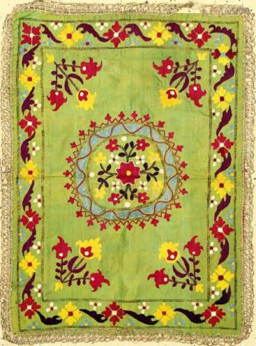 Fine Green Lakai Silk-Ikat 'Suzani' (Embroidery),