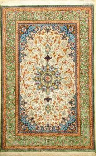 Fine & Unique Green Silk Isfahan 'Abdolreza Nasr' Rug