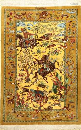 Very Fine Silk Qum 'Dakhili' Rug 'Signed' (TheHunting),