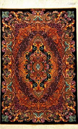 Very Fine & Unique Silk Qum 'Alizadeh' Rug (Signed),