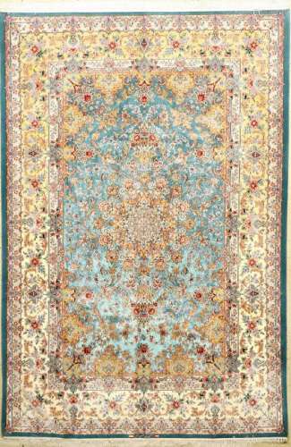 Fine Sky-Blue 'Silk Ground' Isfahan 'Hossein Nasr' Rug