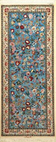 Fine & Rare Sky-Blue Isfahan 'Zangane' Rug (Silk