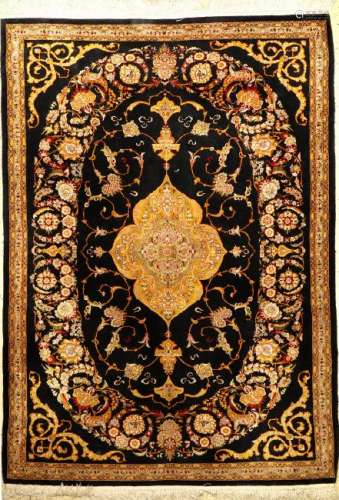 Fine Egypt Silk Rug (Tabriz Medallion Design),