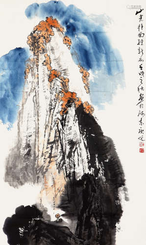 白庚延 （1940-2007） 山光新雨 设色纸本 镜片 1982年 作