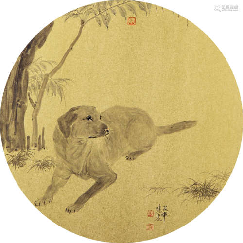 张晓彦 （b.1975） 小狗 设色纸本 硬卡