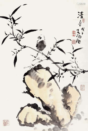 霍春阳 （b.1946） 清音 水墨纸本 托片 2008年 作