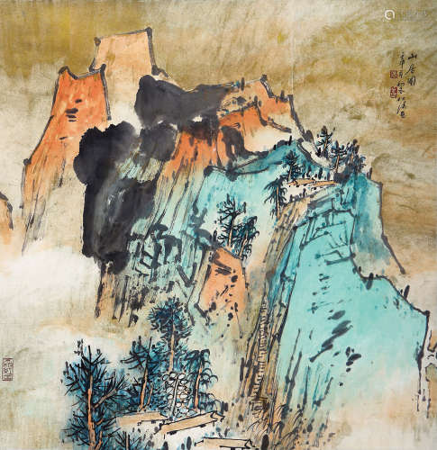 赵松涛 （1916-1993） 山居图 设色纸本 立轴 1992年 作