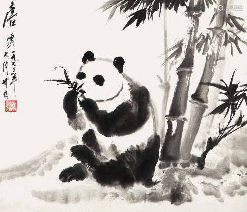 唐云 （1910-1993） 国之瑰宝 水墨纸本 托片 1973年 作